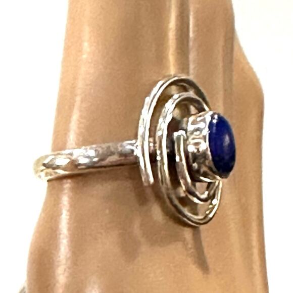 Natural Lapis - Afghanistan .925 solid Sterling Silver Ring size 8 gemstone - Picture 5 of 6